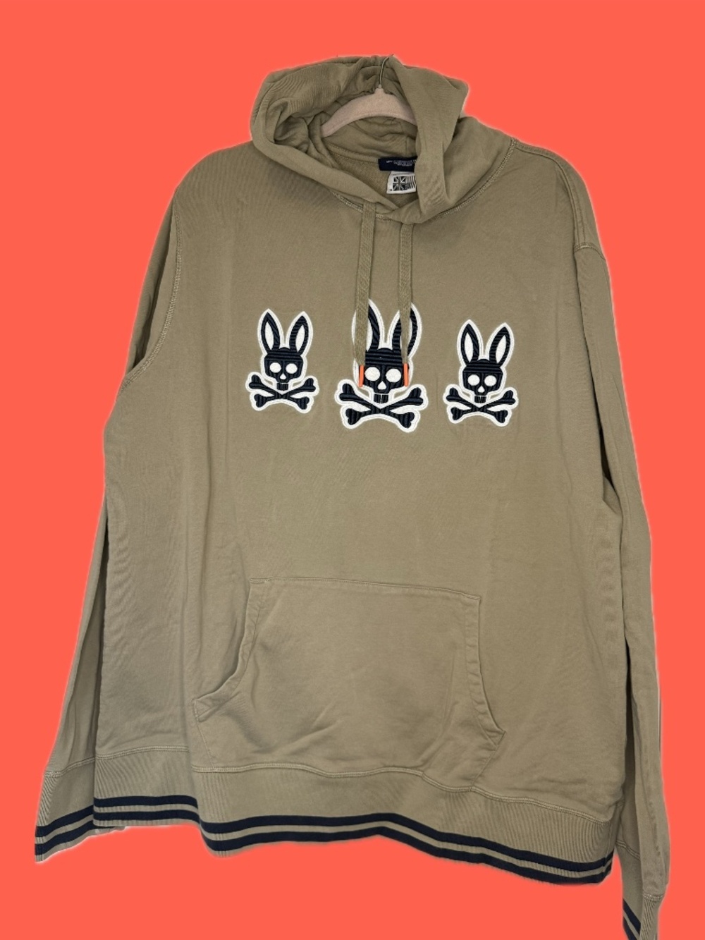 Psycho Bunny Men’s Liam Embroidered in Sand Pullover Hoodie